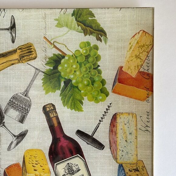 Michel Design Works Square Glass Wine and Cheese Tray Platter Vintage - Picture 2 of 9